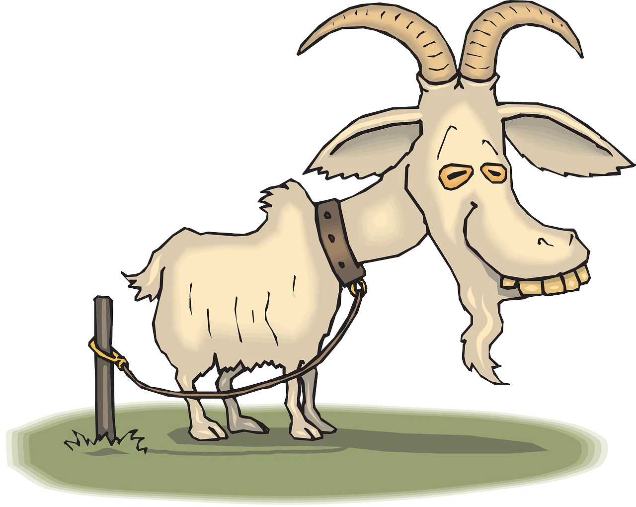 Whimsical Bearded Goat Clipart with Quirky Cartoon Style and Playful Expression