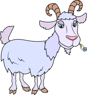 Whimsical Blue-Tinted Mountain Goat Clipart with Playful Cartoon Style
