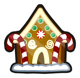 Whimsical Christmas Gingerbread House Clipart with Candy Cane Pillars
