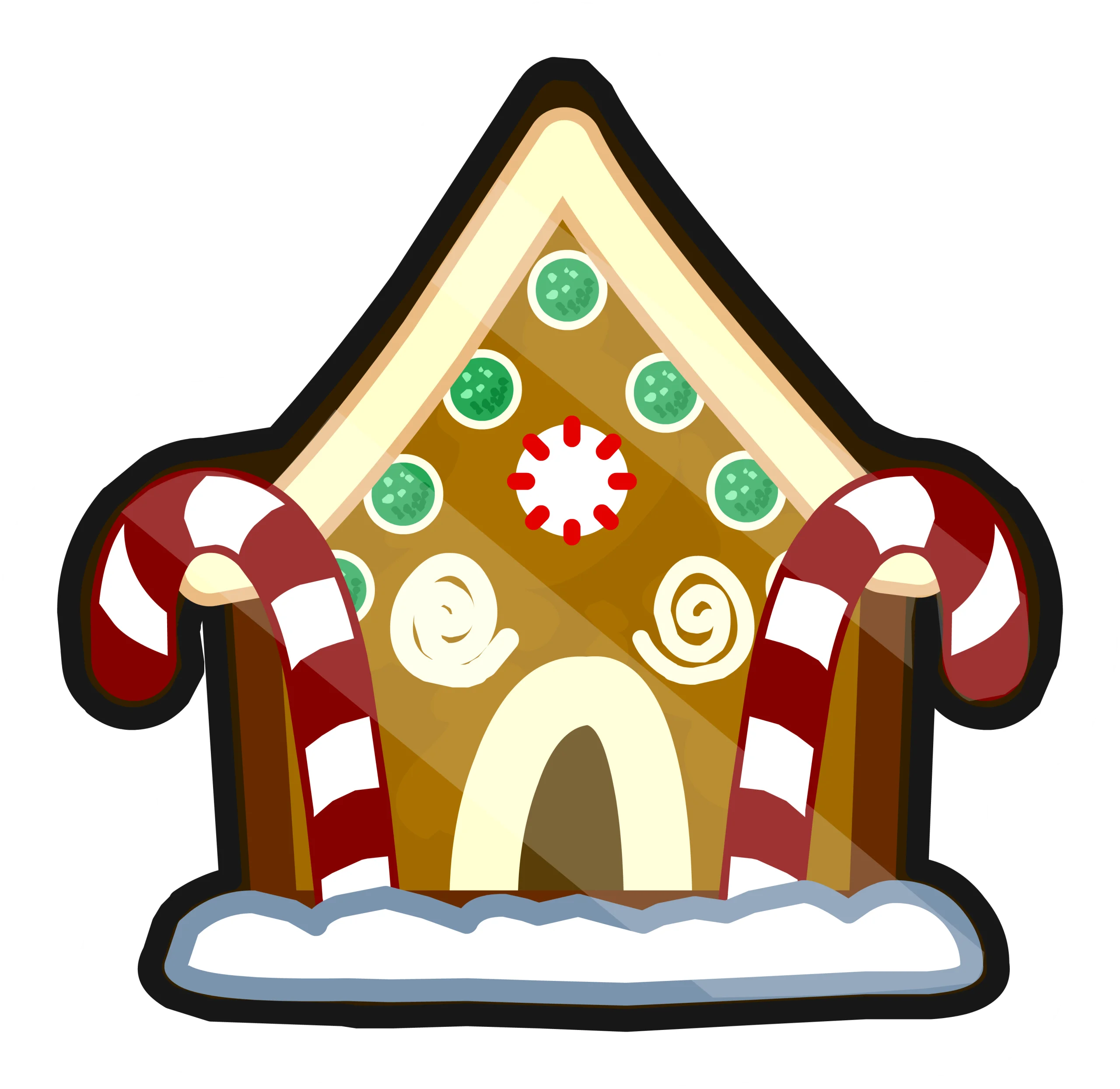 Whimsical Christmas Gingerbread House Clipart with Candy Cane Pillars