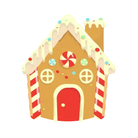Whimsical Festive Gingerbread House Clipart with Candy Decorations