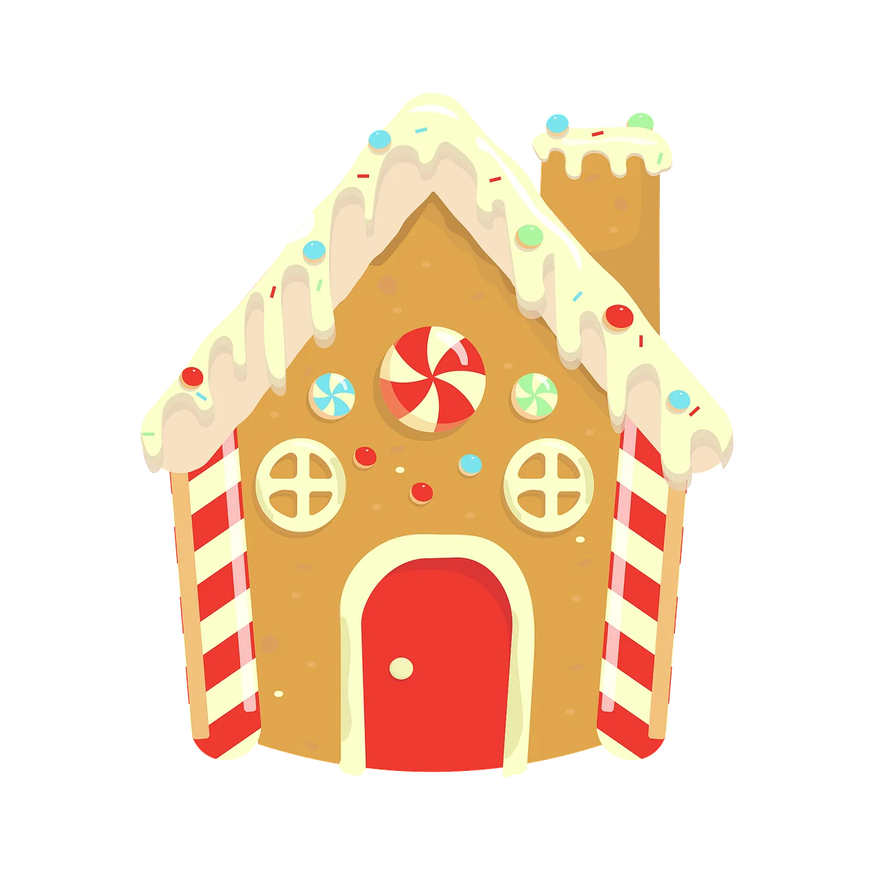 Whimsical Festive Gingerbread House Clipart with Candy Decorations