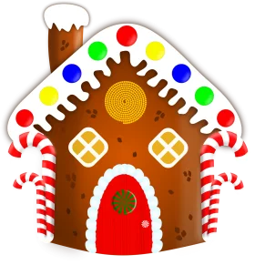 Whimsical Festive Gingerbread House Clipart with Colorful Decorative Elements