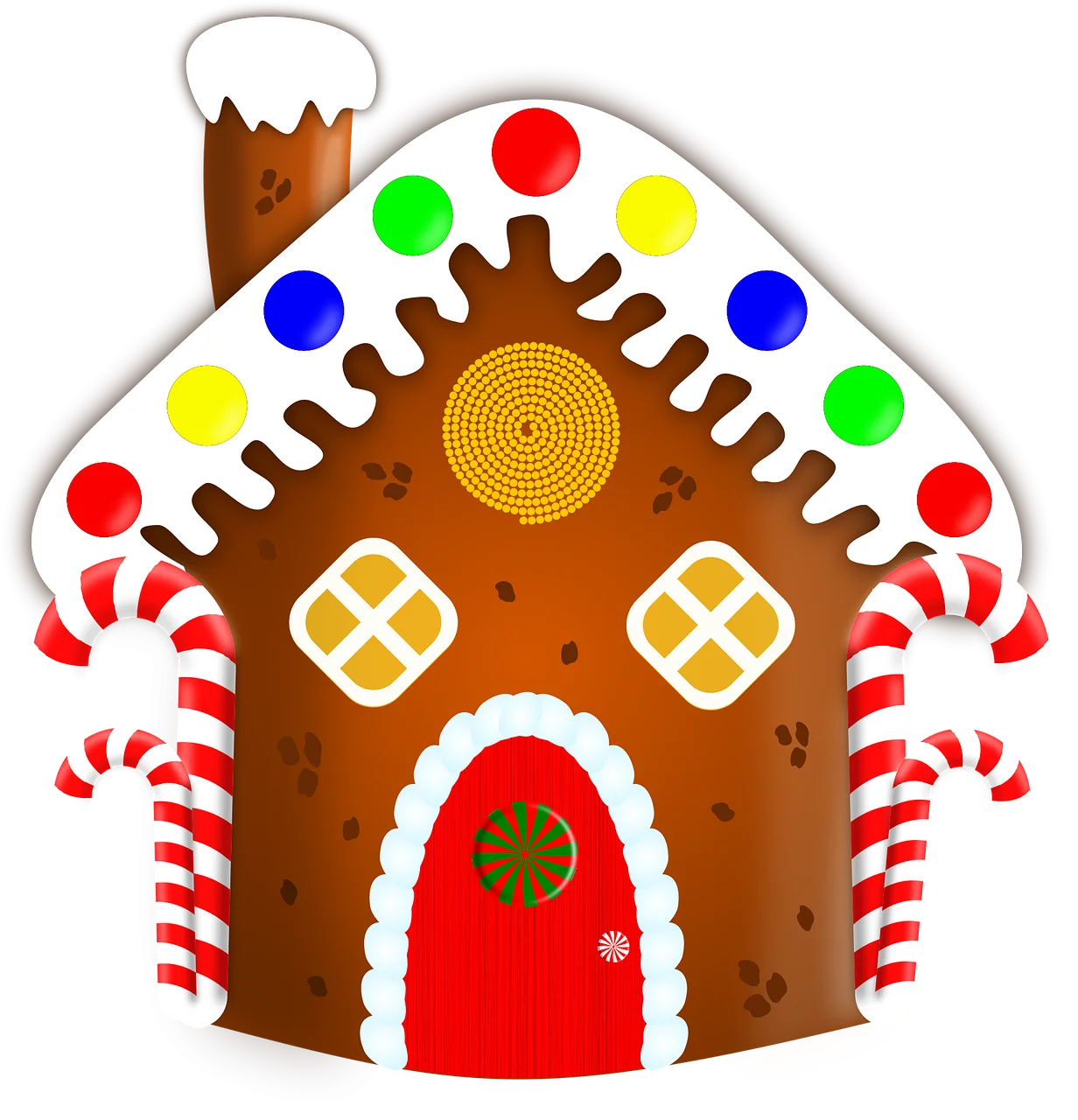 Whimsical Festive Gingerbread House Clipart with Colorful Decorative Elements