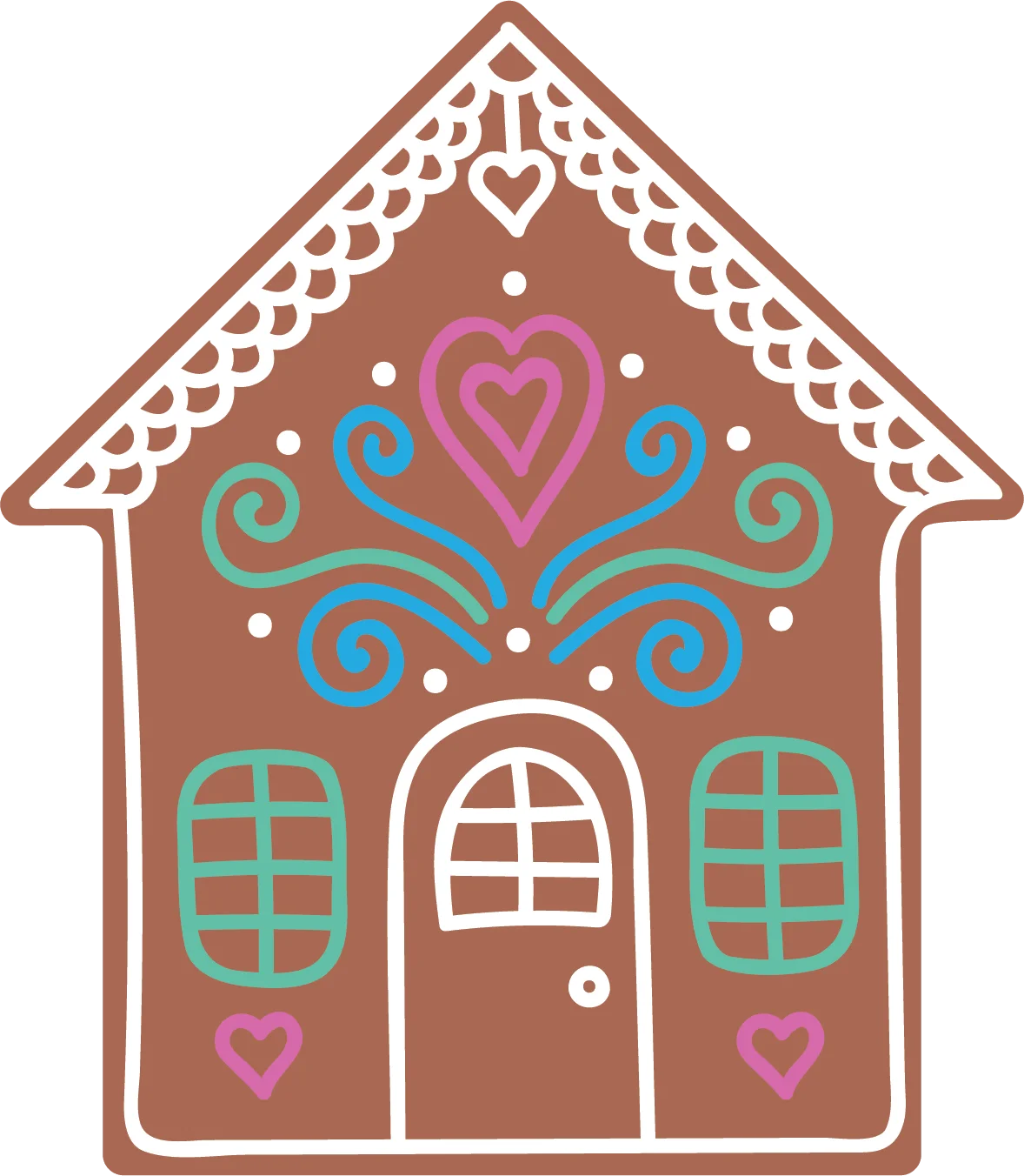 Whimsical Festive Gingerbread House Clipart with Delightful Decorative Elements