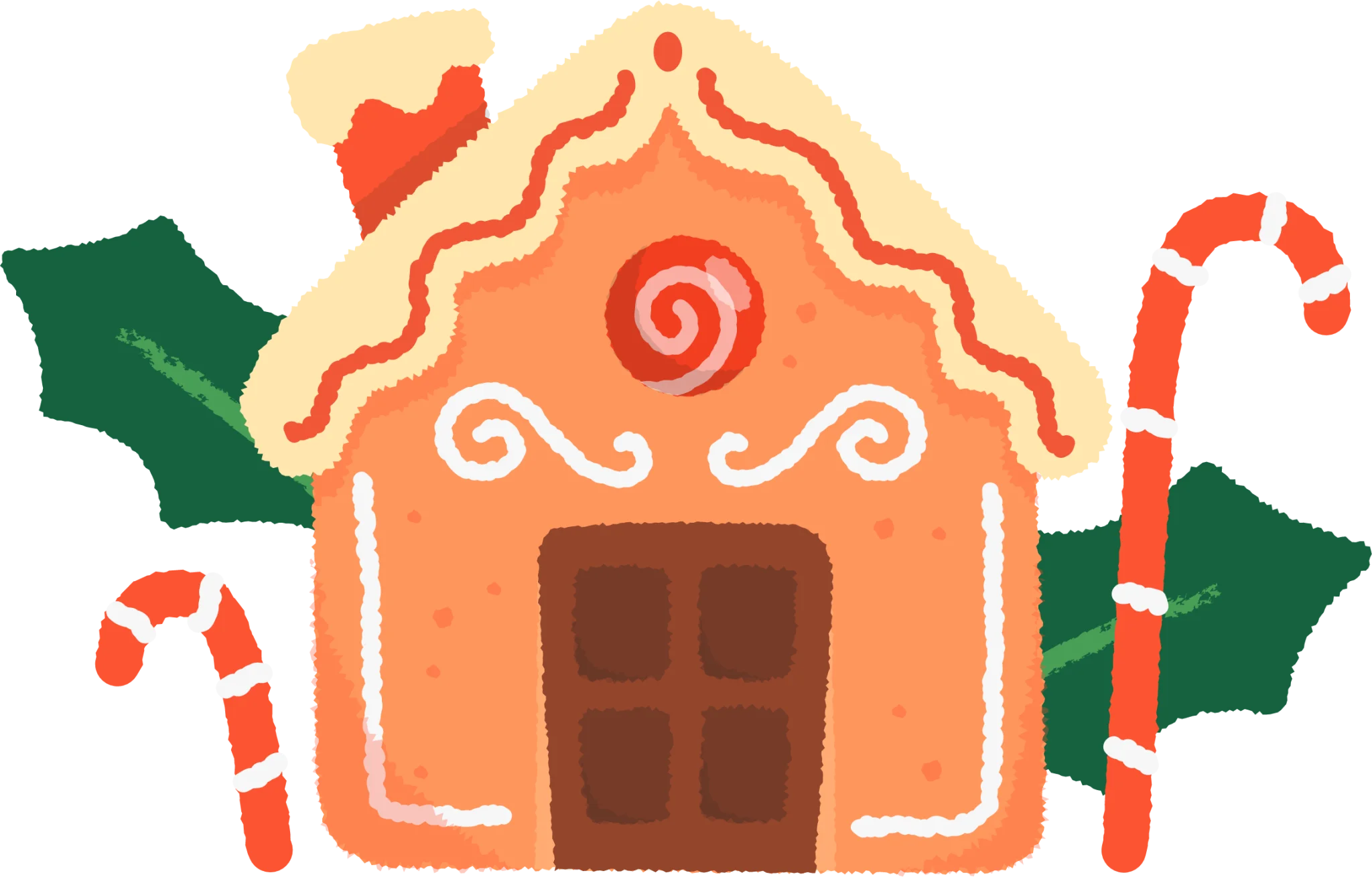 Whimsical Festive Gingerbread House Clipart with Holiday Cheer and Charm