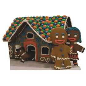 Whimsical Gingerbread House Clipart with Cheerful Cookie Characters