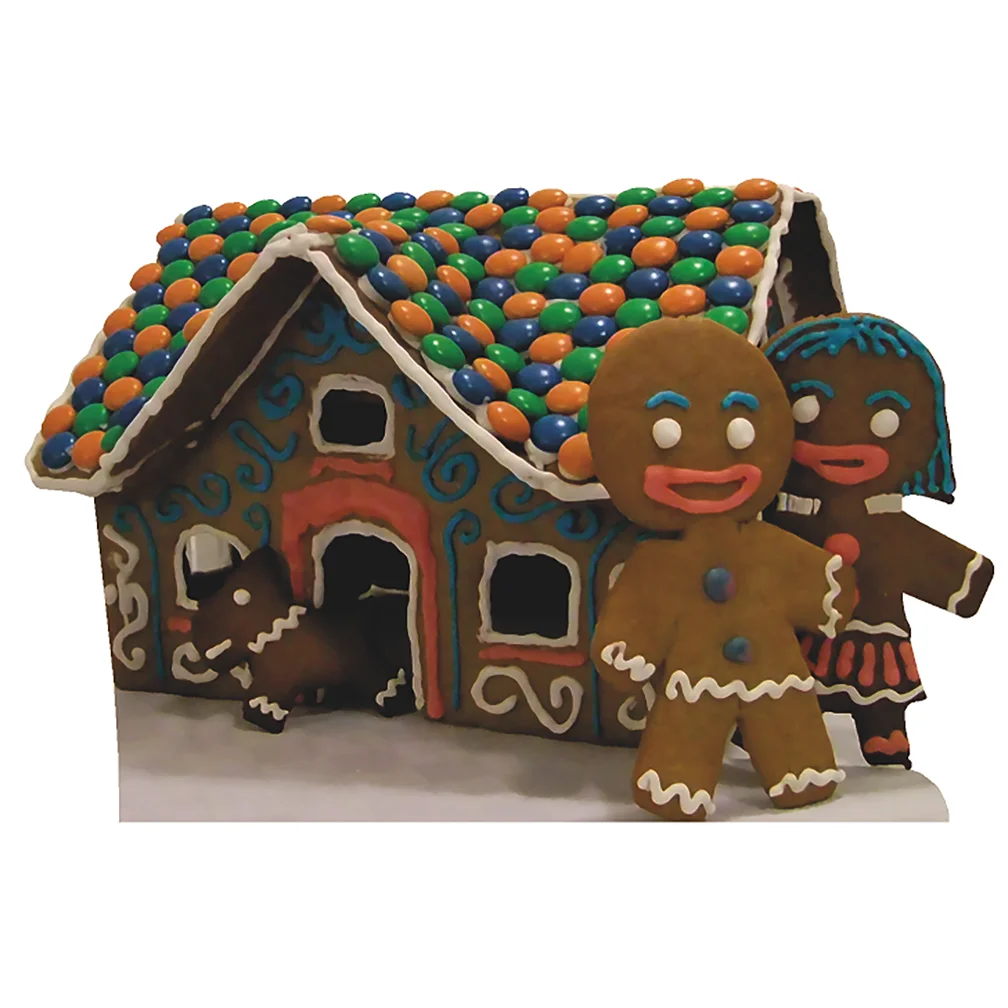 Whimsical Gingerbread House Clipart with Cheerful Cookie Characters