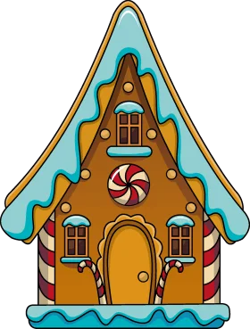 Whimsical Winter Wonderland Gingerbread House Clipart Design