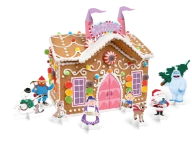 Whimsical Winter Wonderland Gingerbread House Clipart with Playful Characters
