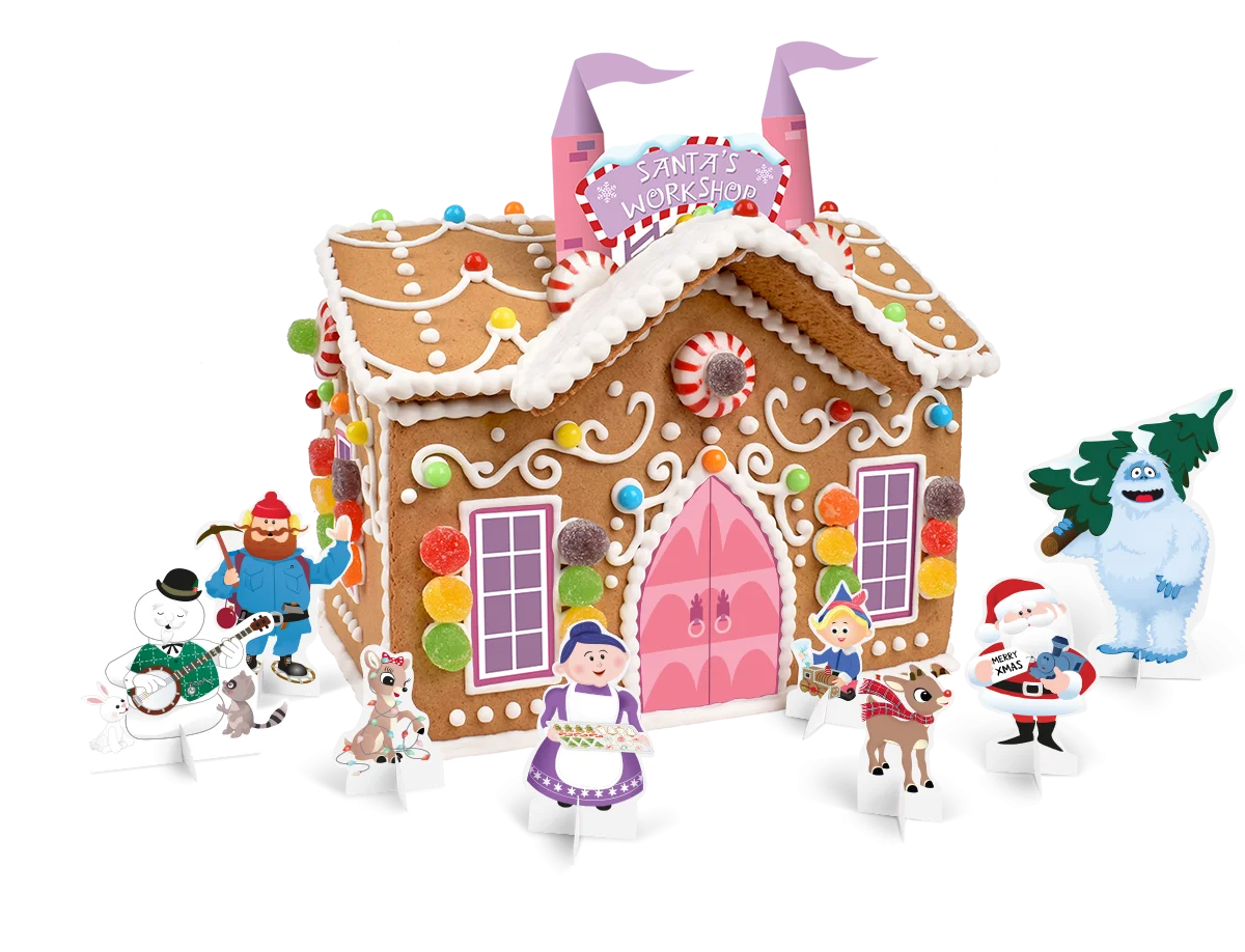 Whimsical Winter Wonderland Gingerbread House Clipart with Playful Characters
