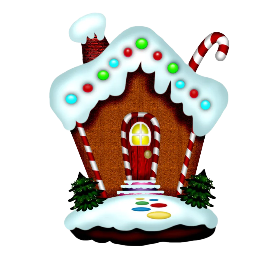 Whimsical Winter Wonderland Gingerbread House Delightful Clipart Illustration