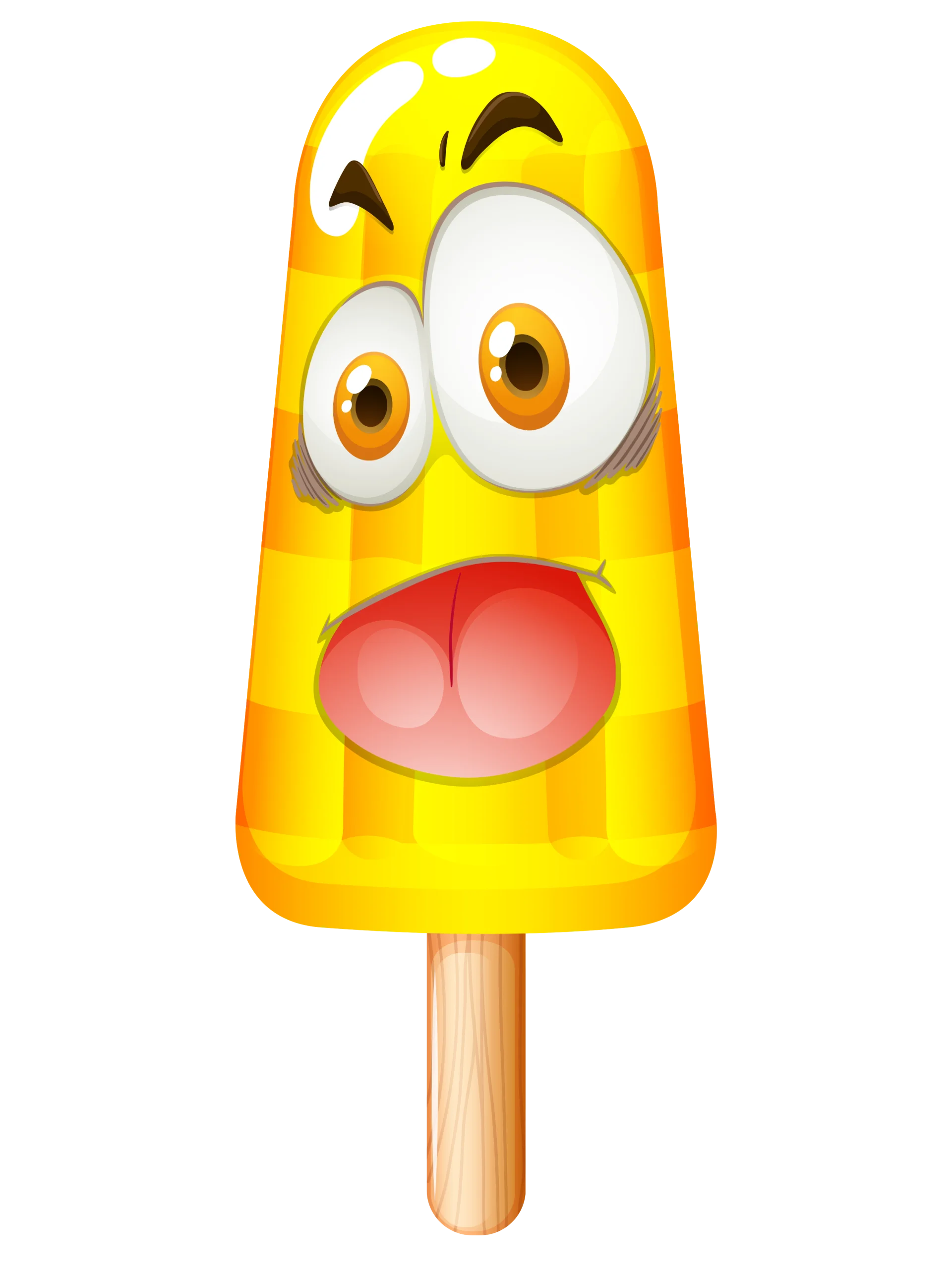 Whimsical Yellow Cartoon Popsicle Clipart with Expressive Animated Face