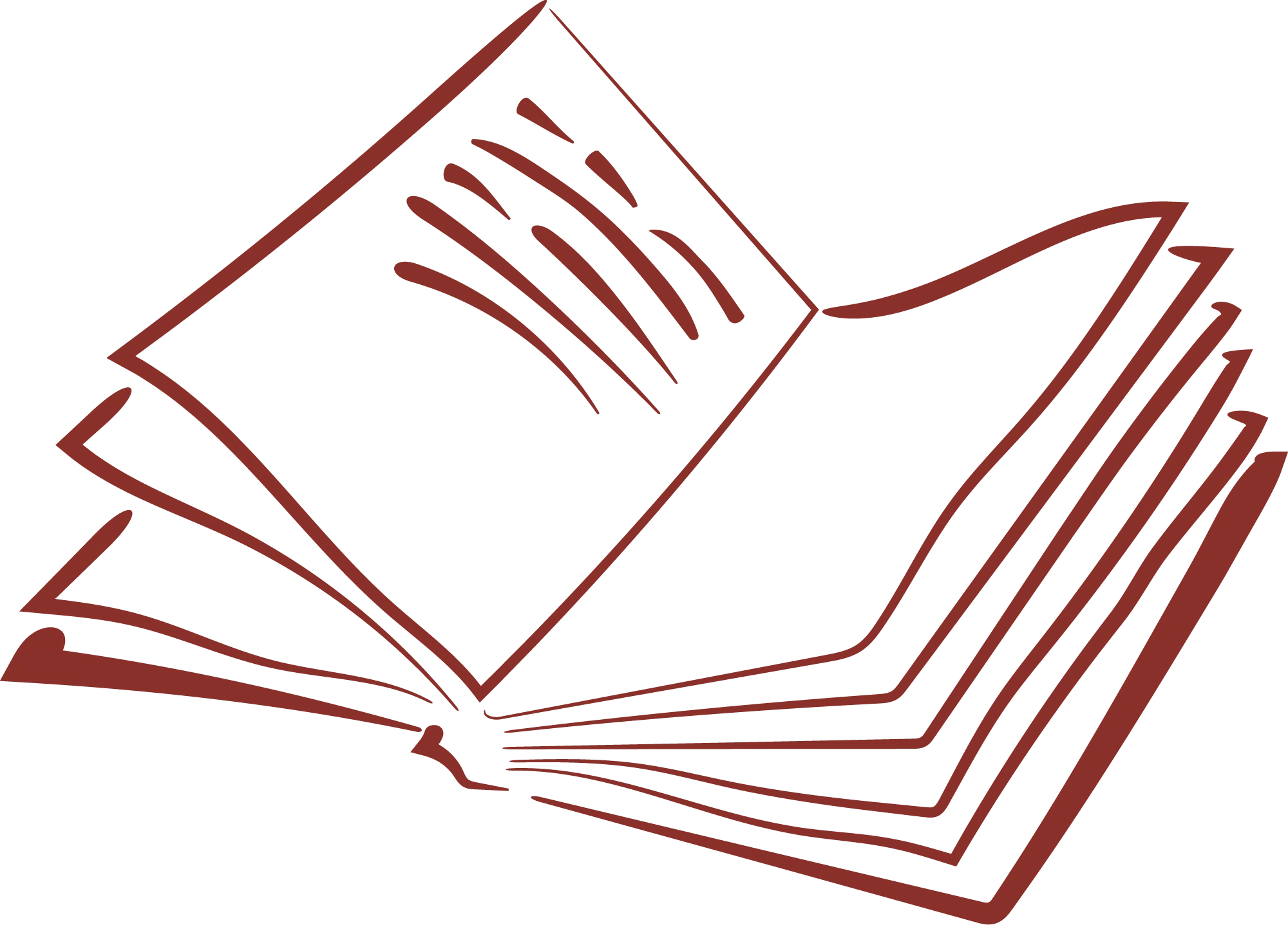 Elegant Crimson Open Book Clipart Illustration with Graceful Page Spread