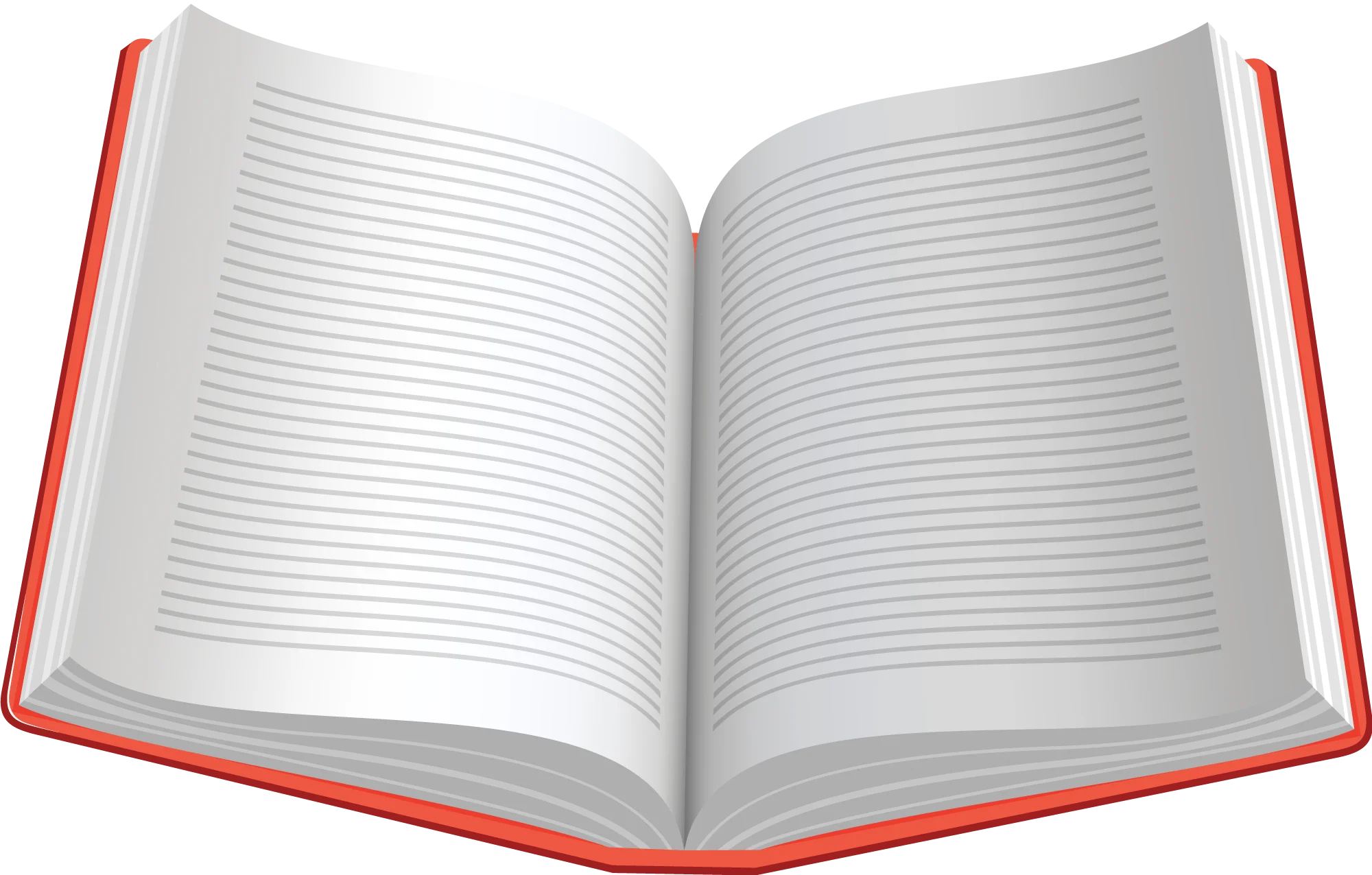 Elegant Open Book Clipart with Blank Pages and Red Binding Edges