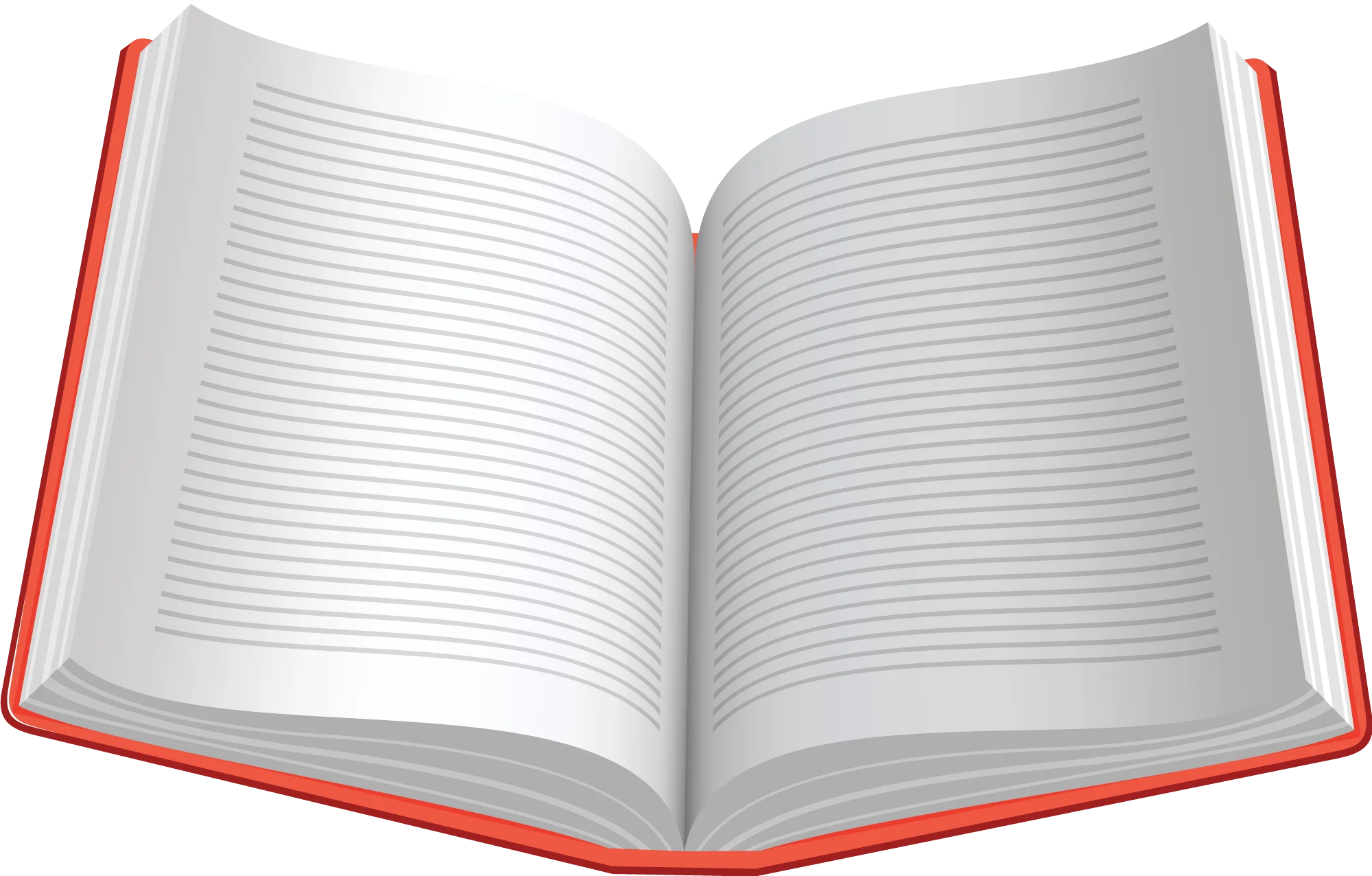 Elegant Open Book Clipart with Crisp White Pages and Scarlet Red Binding