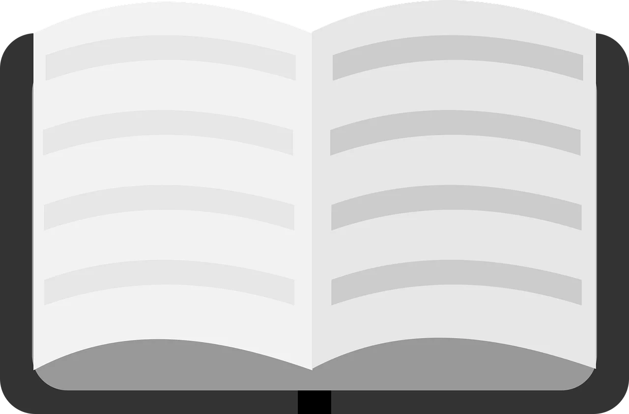 Minimalist Open Book Clipart Design with Soft Page Texture and Grayscale Palette