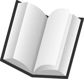 Minimalist Open Book Clipart Illustration with Clean White Pages and Black Border
