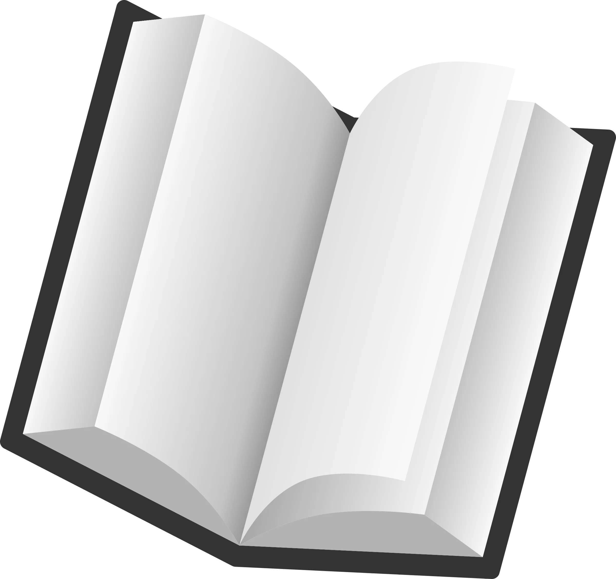 Minimalist Open Book Clipart Illustration with Clean White Pages and Black Border