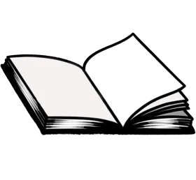 Simple Black and White Open Book Clipart Illustration Design Element
