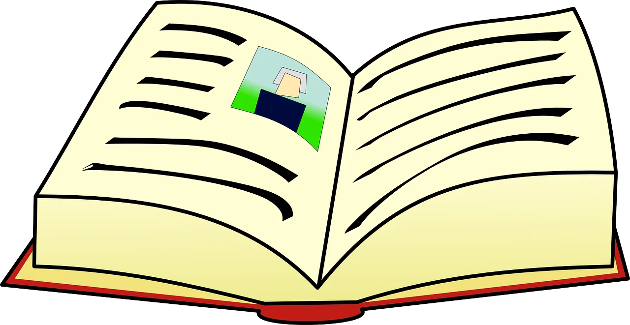 Softly Illustrated Open Book Clipart with Colorful Page Markers