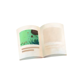 Softly Illustrated Open Book Clipart with Gentle Green Background