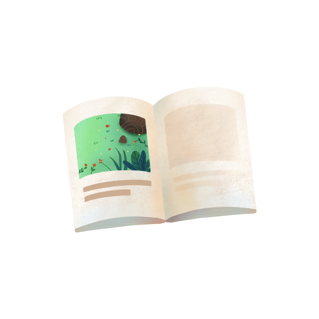 Softly Illustrated Open Book Clipart with Gentle Green Background