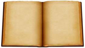 Vintage Aged Open Book Clipart with Weathered Parchment Pages Spread Wide