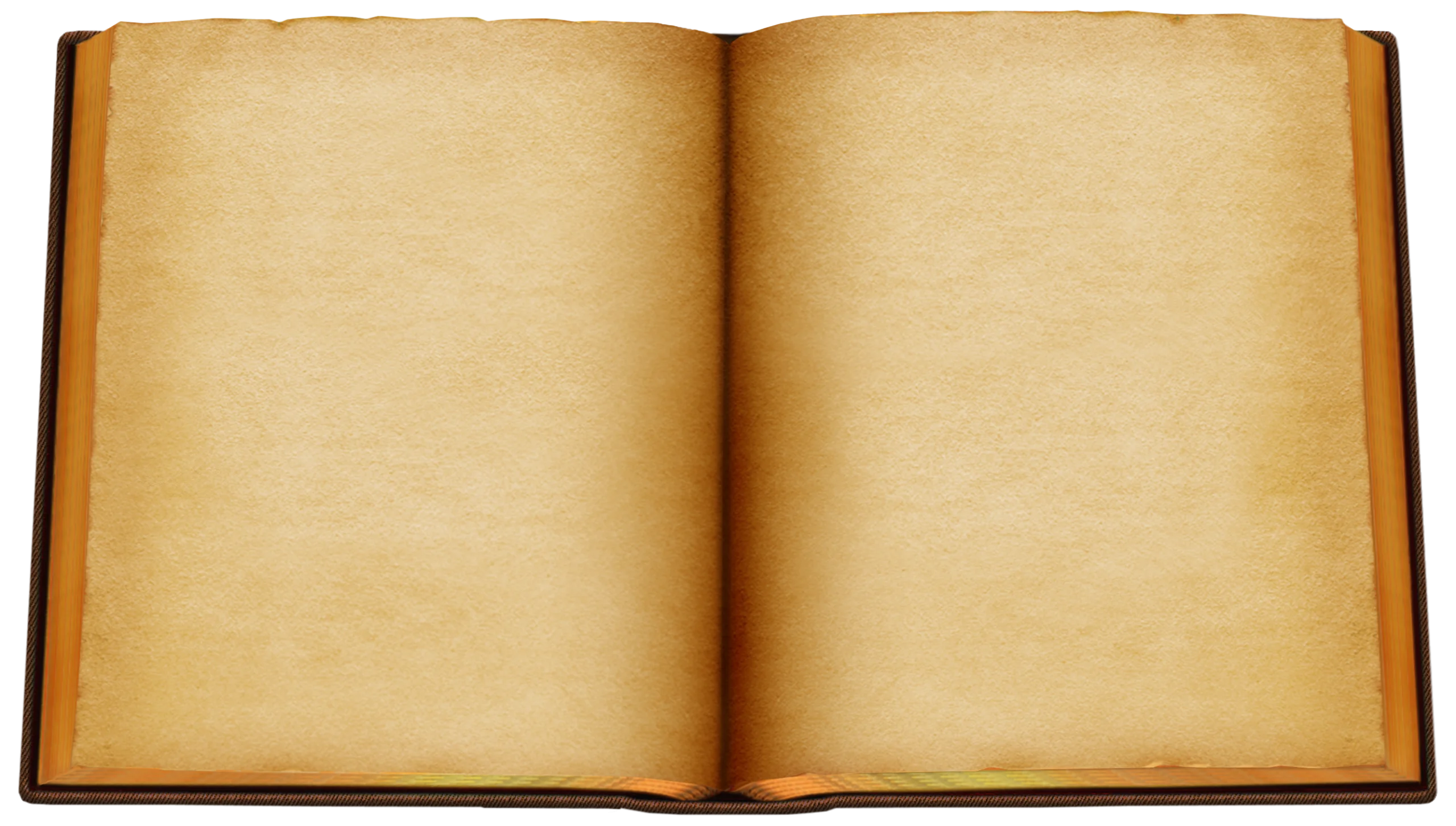 Vintage Aged Open Book Clipart with Weathered Parchment Pages Spread Wide