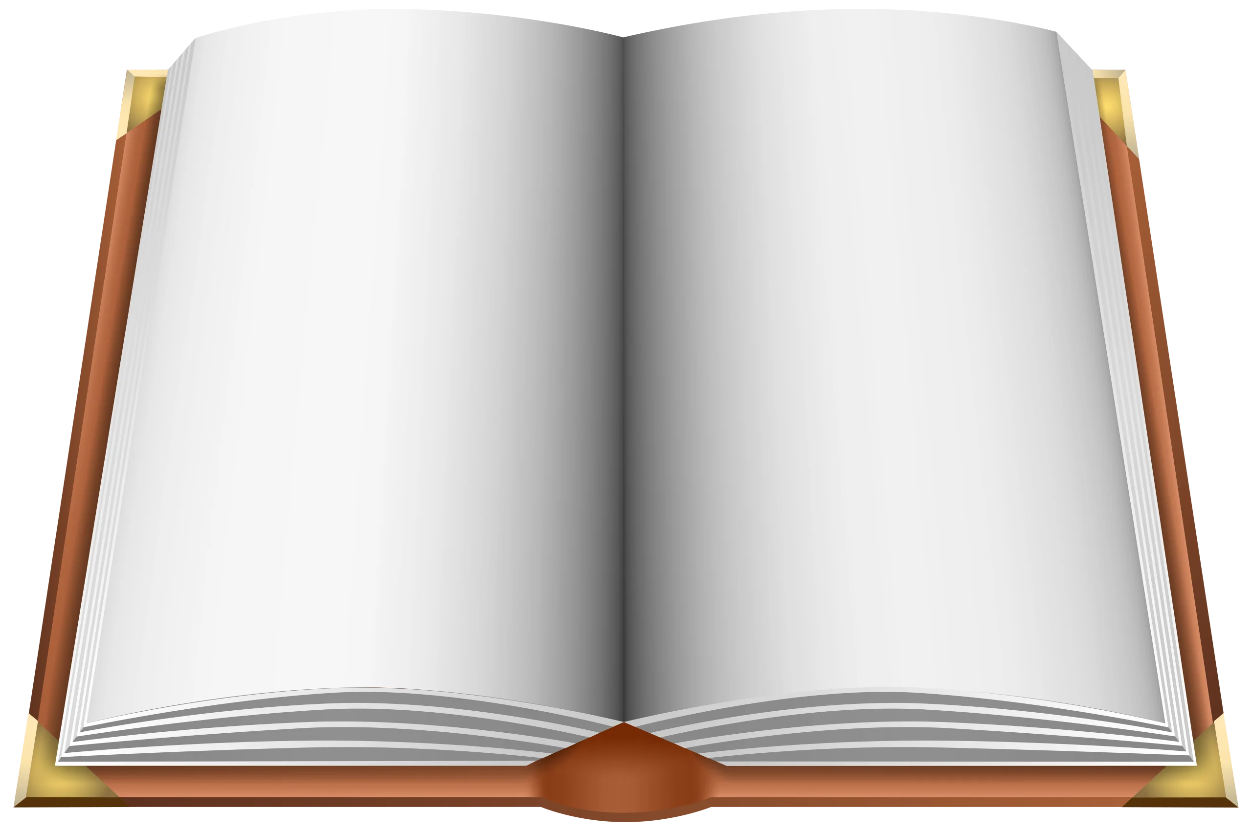 Vintage Blank Open Book Clipart Illustration with Realistic Leather Binding