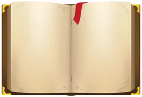 Vintage Open Book Clipart with Aged Pages and Elegant Red Bookmark