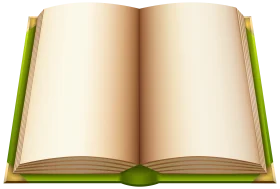 Vintage Open Book Clipart with Aged Pages and Soft Green Binding