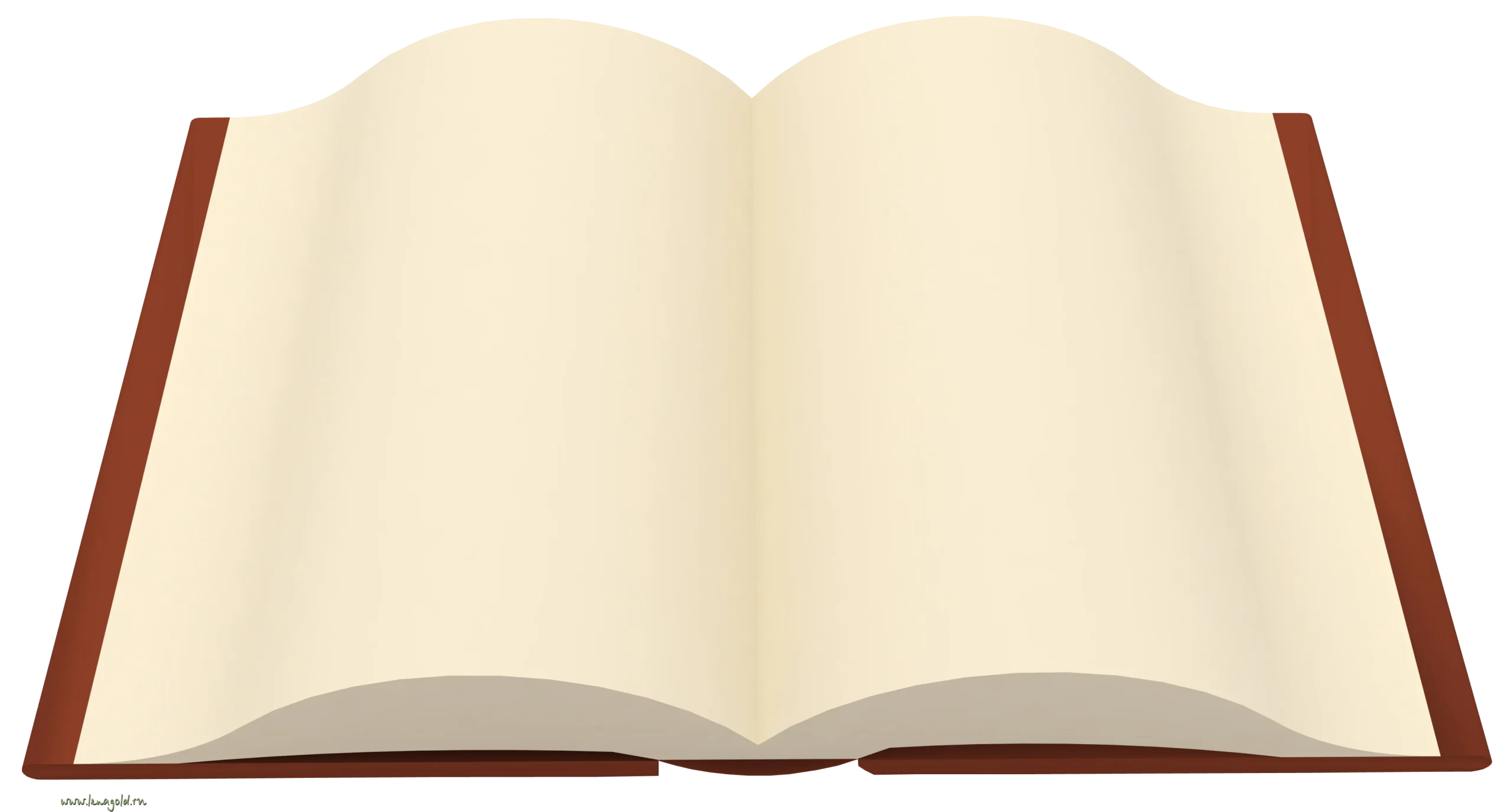 Vintage Open Book Clipart with Cream Pages and Rustic Brown Binding