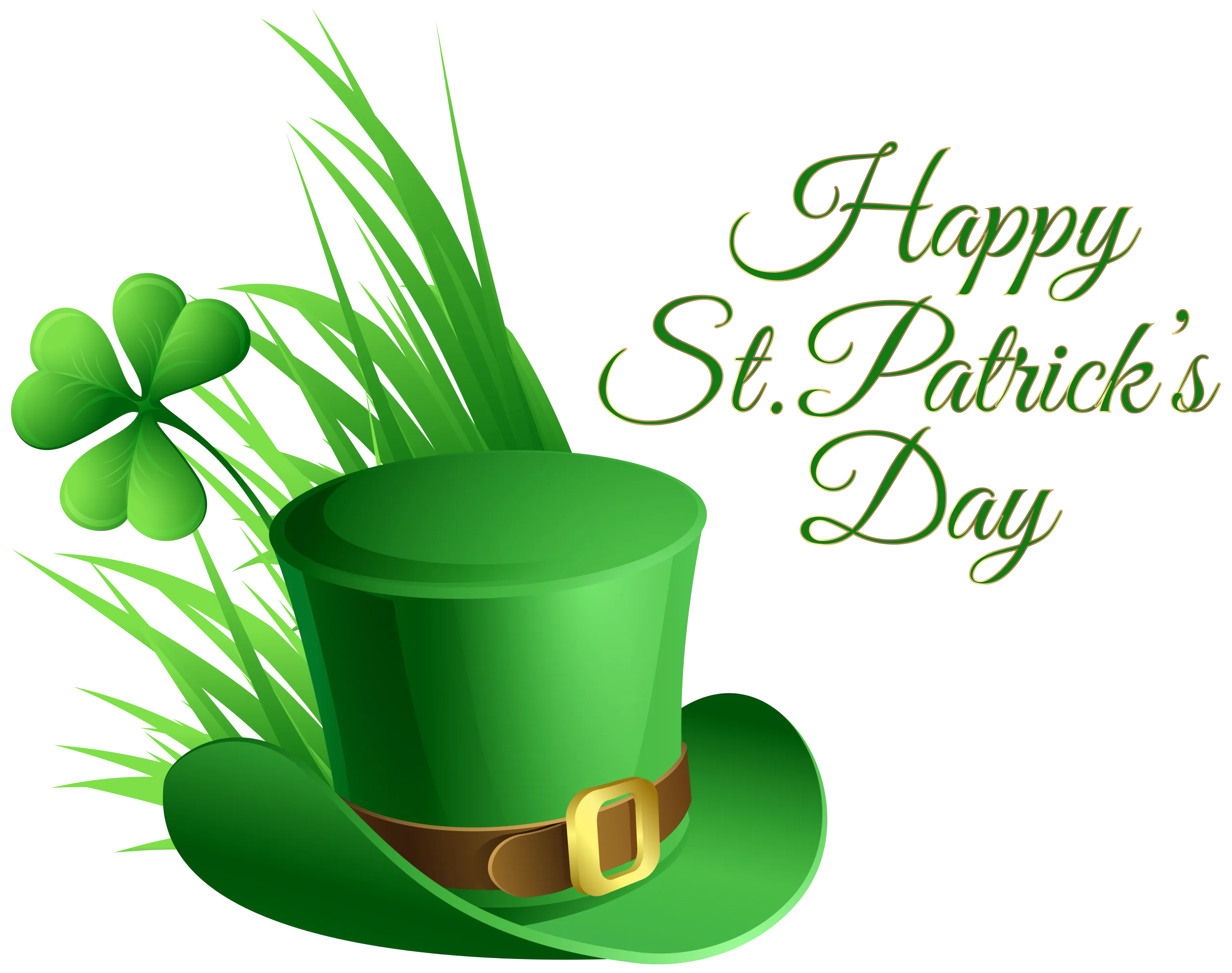Festive St. Patrick's Day Leprechaun Hat and Shamrock Clipart Design