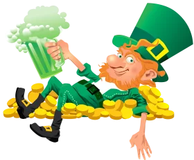 Cheerful Leprechaun Celebrating St. Patrick's Day with Green Beer Clipart Illustration
