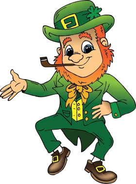 Cheerful Leprechaun Dancing in Green St. Patrick's Day Festive Clipart Illustration