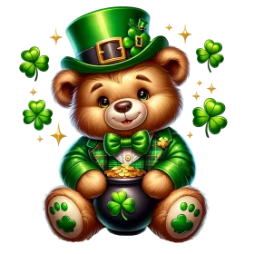 Cheerful Lucky Teddy Bear Celebrating St. Patrick's Day Festive Clipart Design