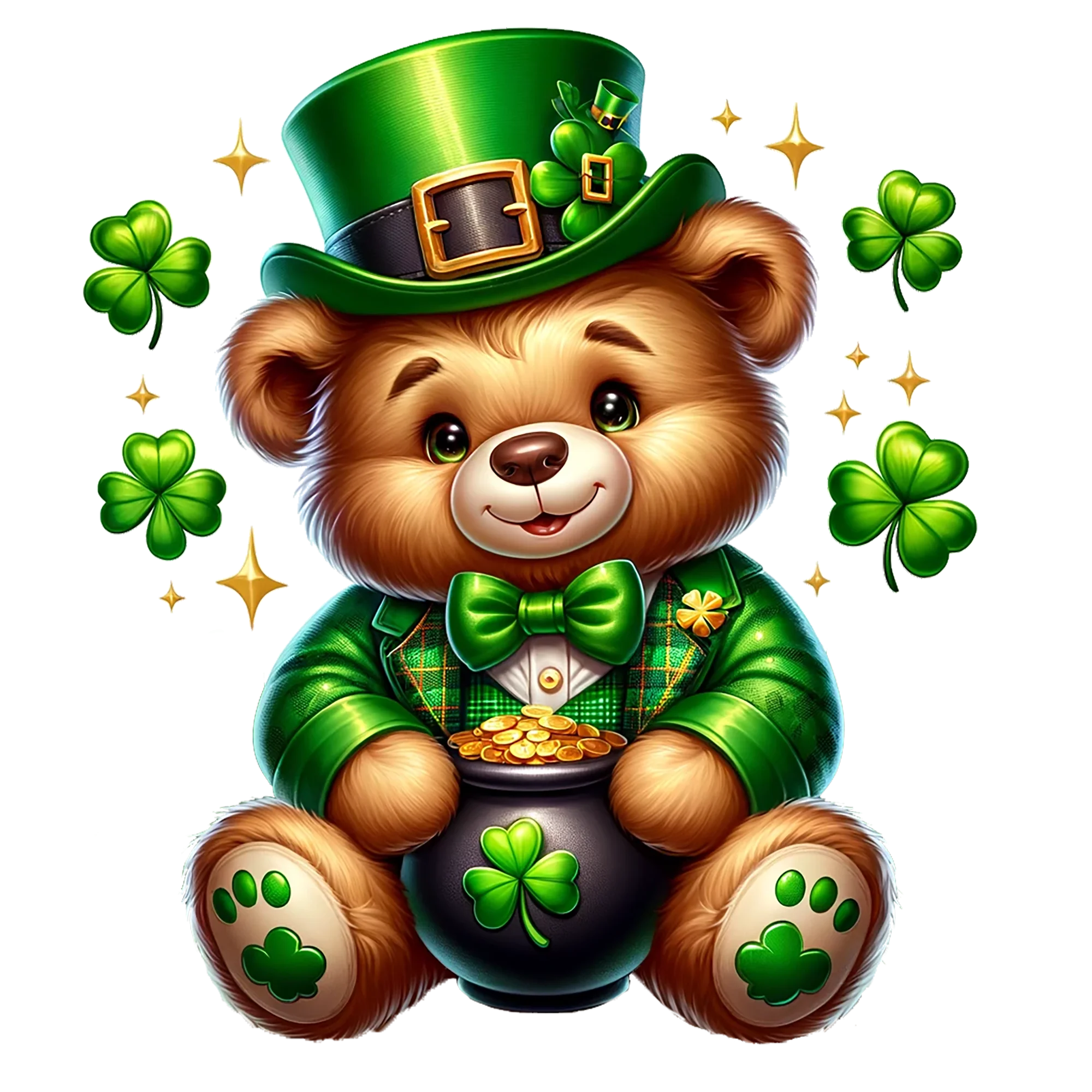 Cheerful Lucky Teddy Bear Celebrating St. Patrick's Day Festive Clipart Design