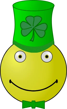 Cheerful St. Patrick's Day Smiley Face Clipart with Lucky Shamrock Top Hat