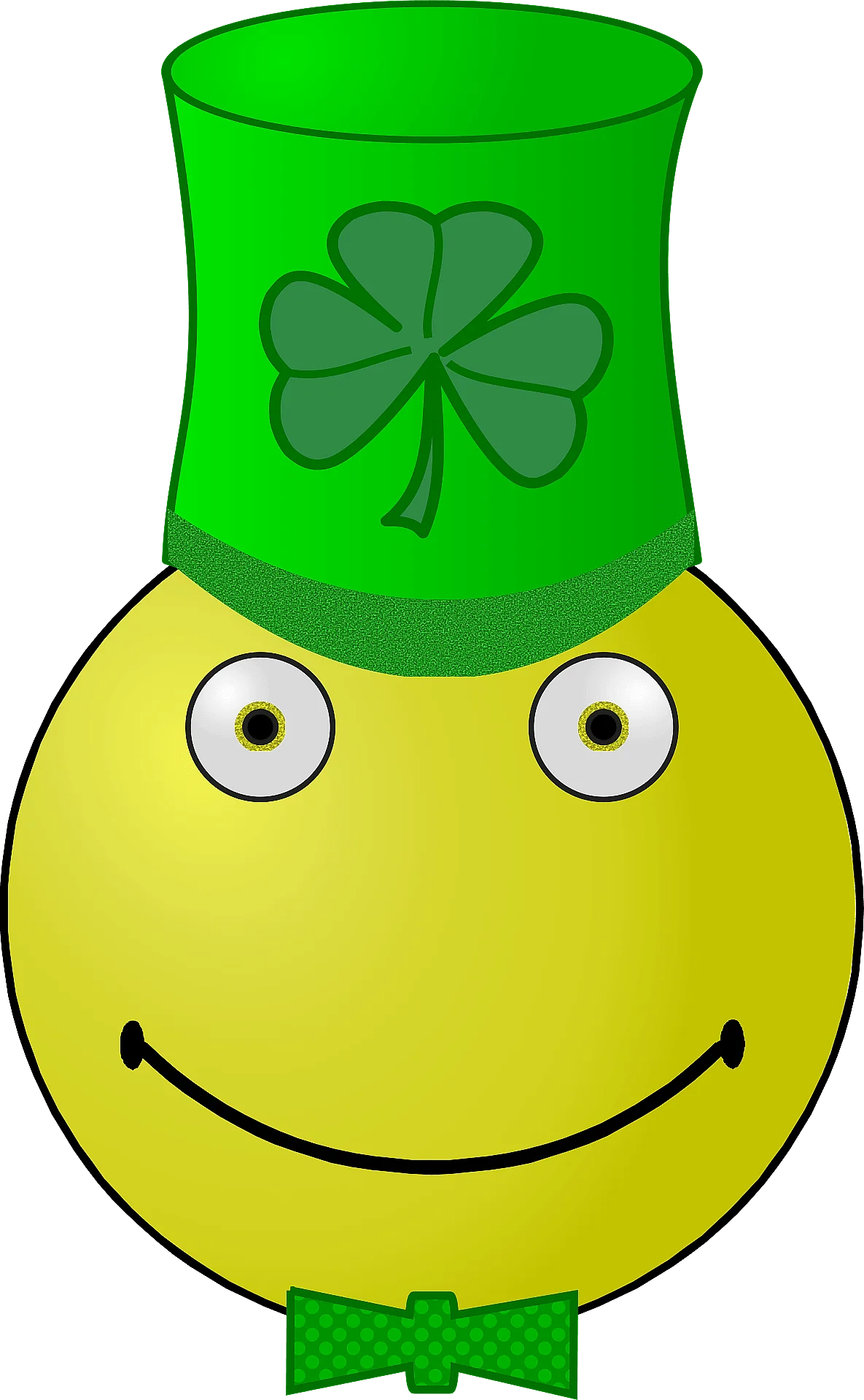 Cheerful St. Patrick's Day Smiley Face Clipart with Lucky Shamrock Top Hat