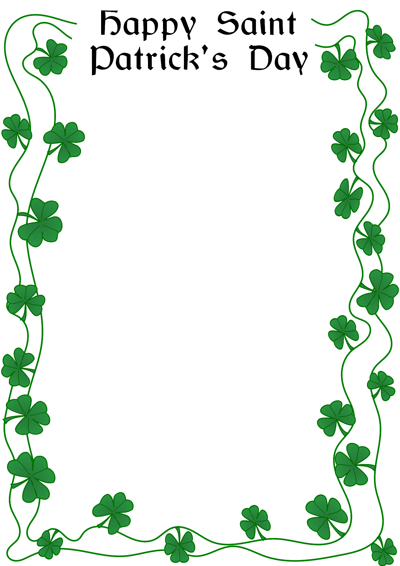 Elegant Saint Patrick's Day Shamrock Border Clipart Design with Celtic Charm