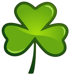 Emerald Green Classic Three-Leafed Shamrock Clipart Symbol of Irish Heritage