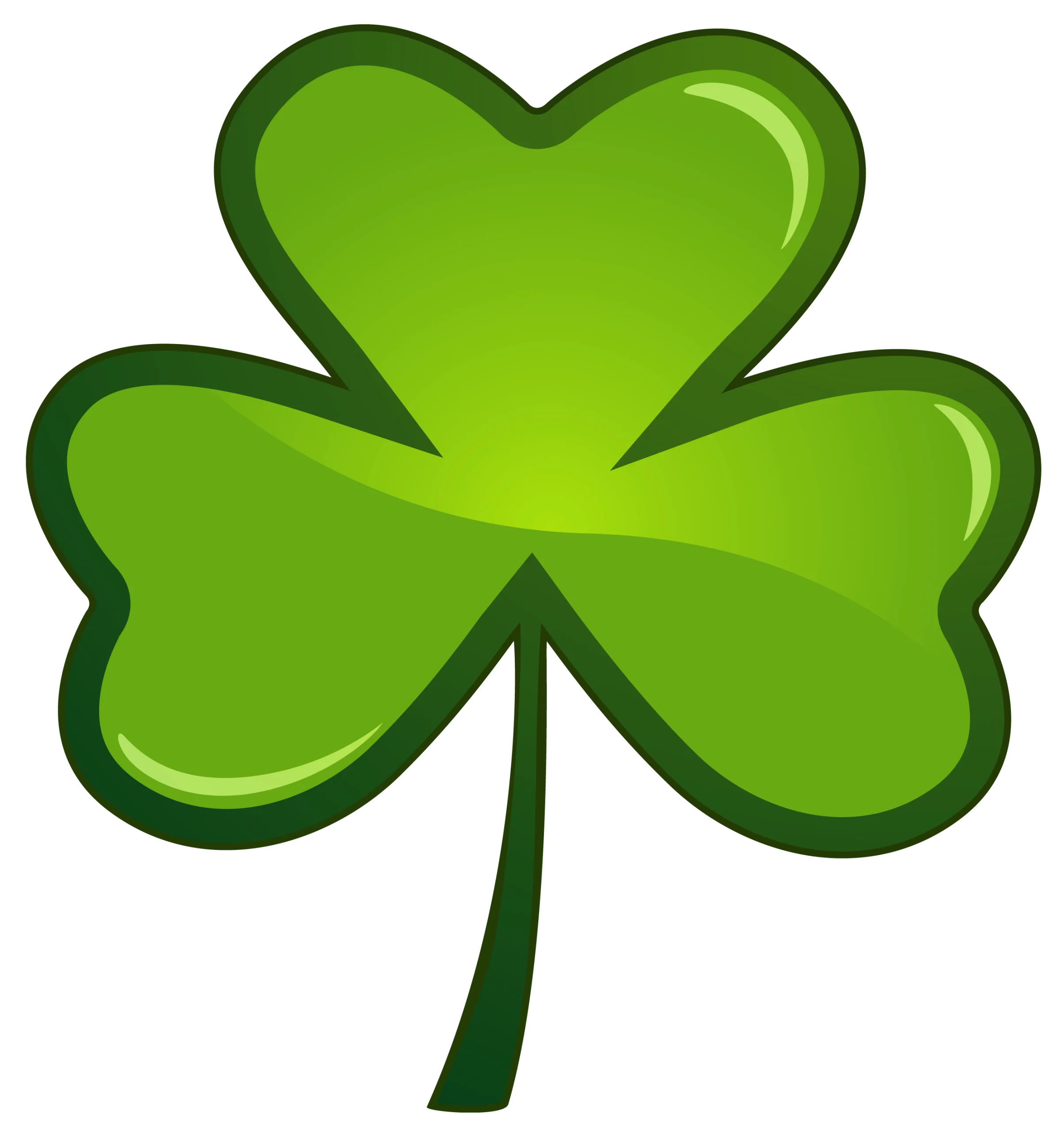 Emerald Green Classic Three-Leafed Shamrock Clipart Symbol of Irish Heritage