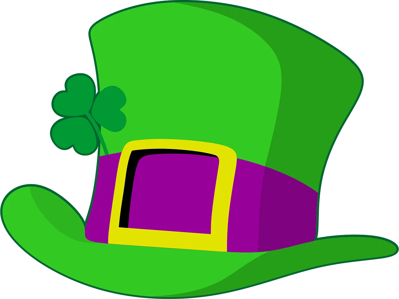 Festive Green Leprechaun Top Hat with Shamrock - St. Patrick's Day Clipart Design