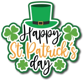 Festive St. Patrick's Day Celebration Clipart with Leprechaun Hat and Shamrocks