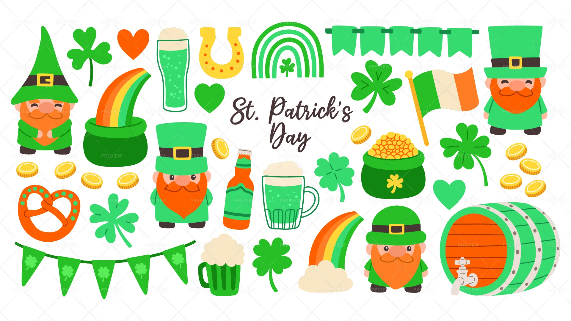 Festive St. Patrick's Day Clipart Collection: Whimsical Irish Celebration Graphics