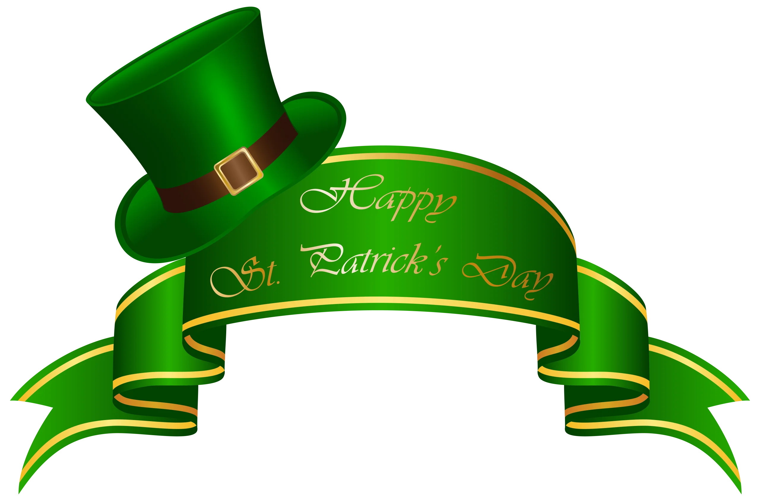 Festive St. Patrick's Day Green Leprechaun Hat and Ribbon Clipart Design