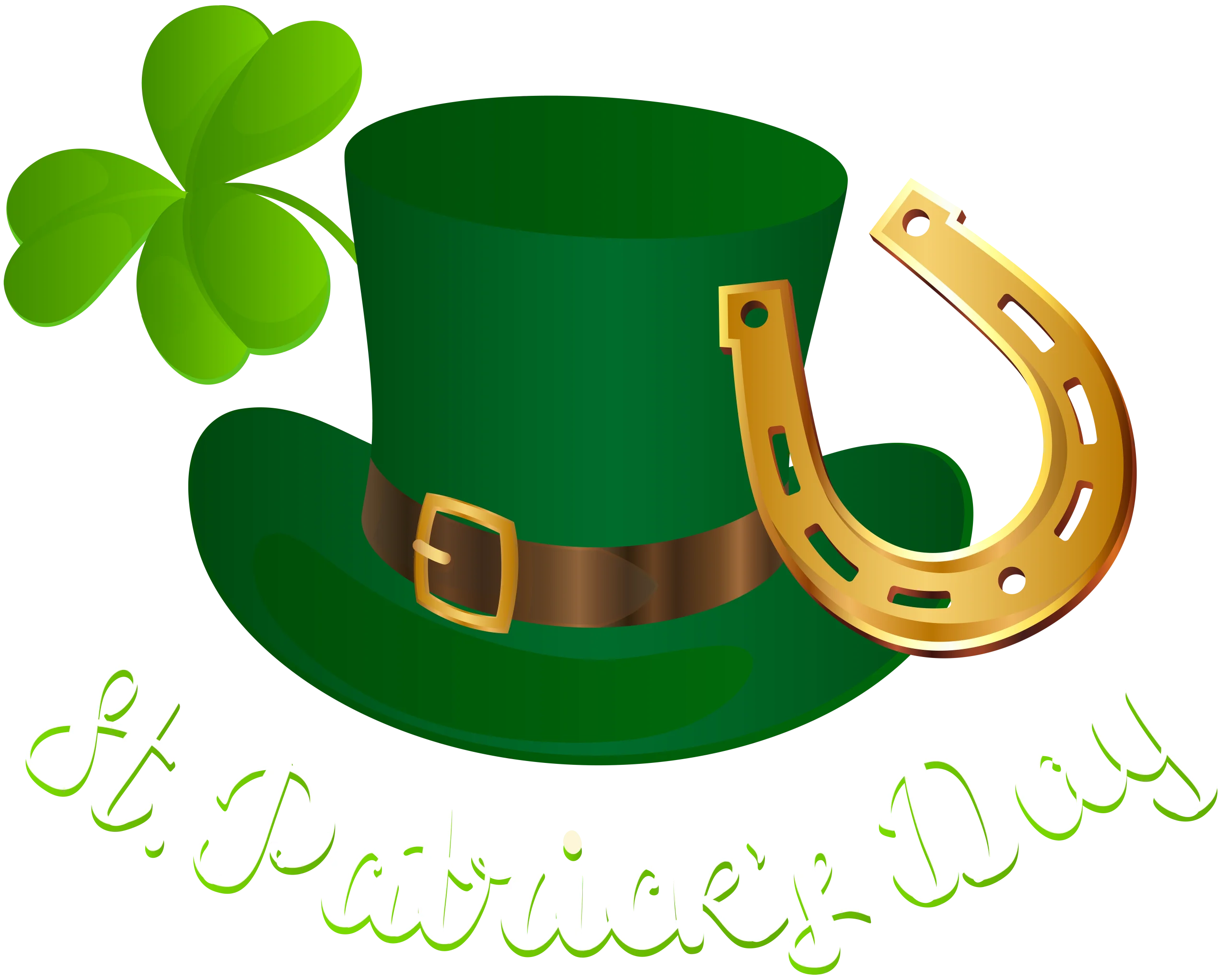 Festive St. Patrick's Day Leprechaun Hat and Horseshoe Clipart Design
