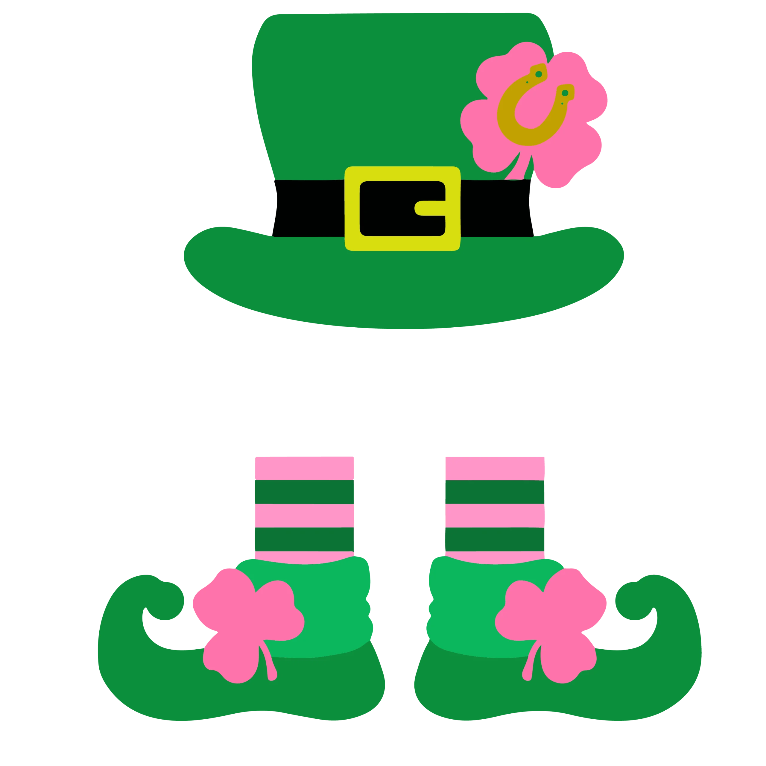 Festive St. Patrick's Day Lucky Leprechaun Hat and Shoes Clipart Collection