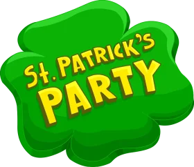 Festive St. Patrick's Day Party Shamrock-Shaped Green Clipart Logo Design